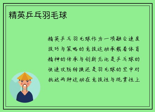 精英乒乓羽毛球